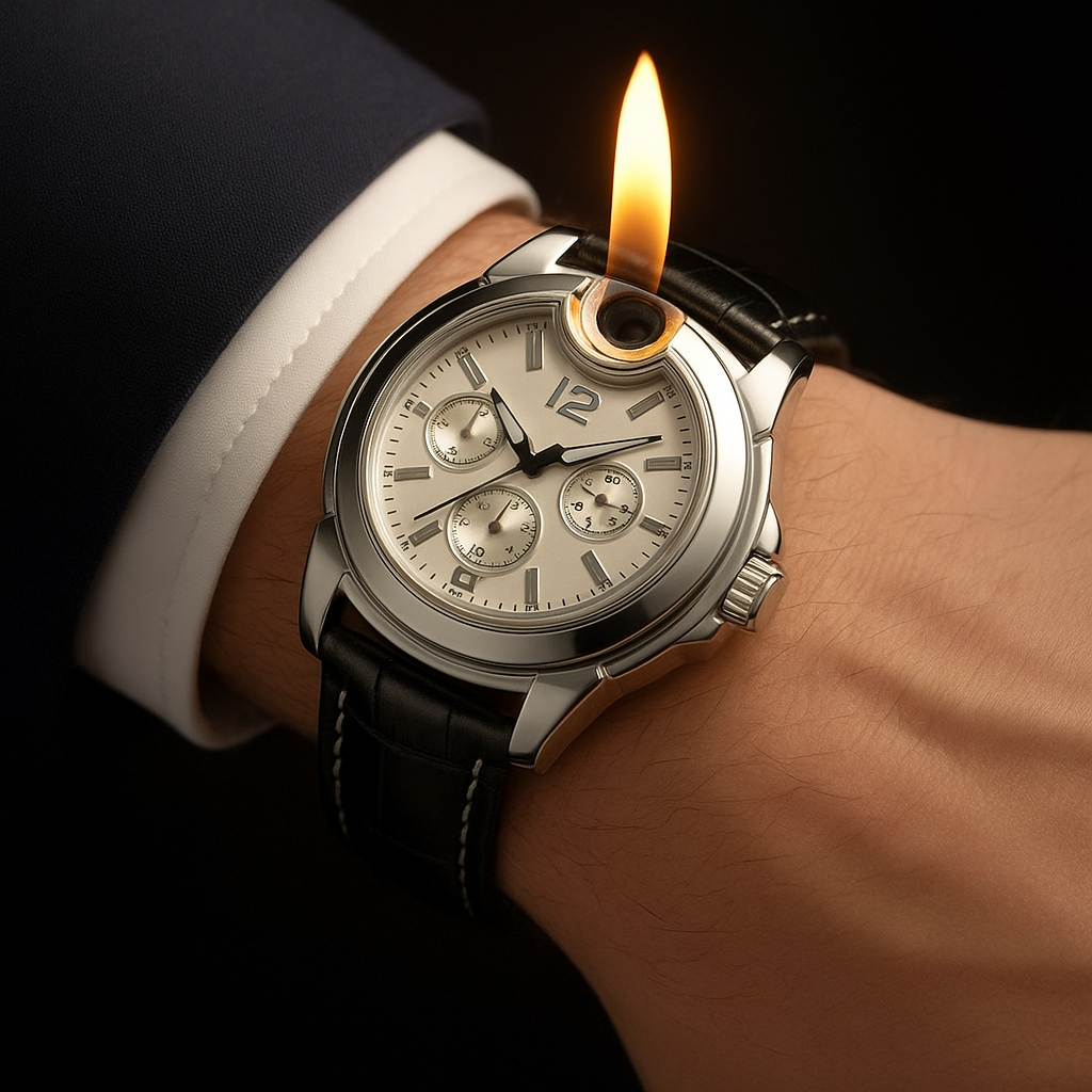 🔥 FlameWatch – Stílusos Karóra Beépített Öngyújtóval