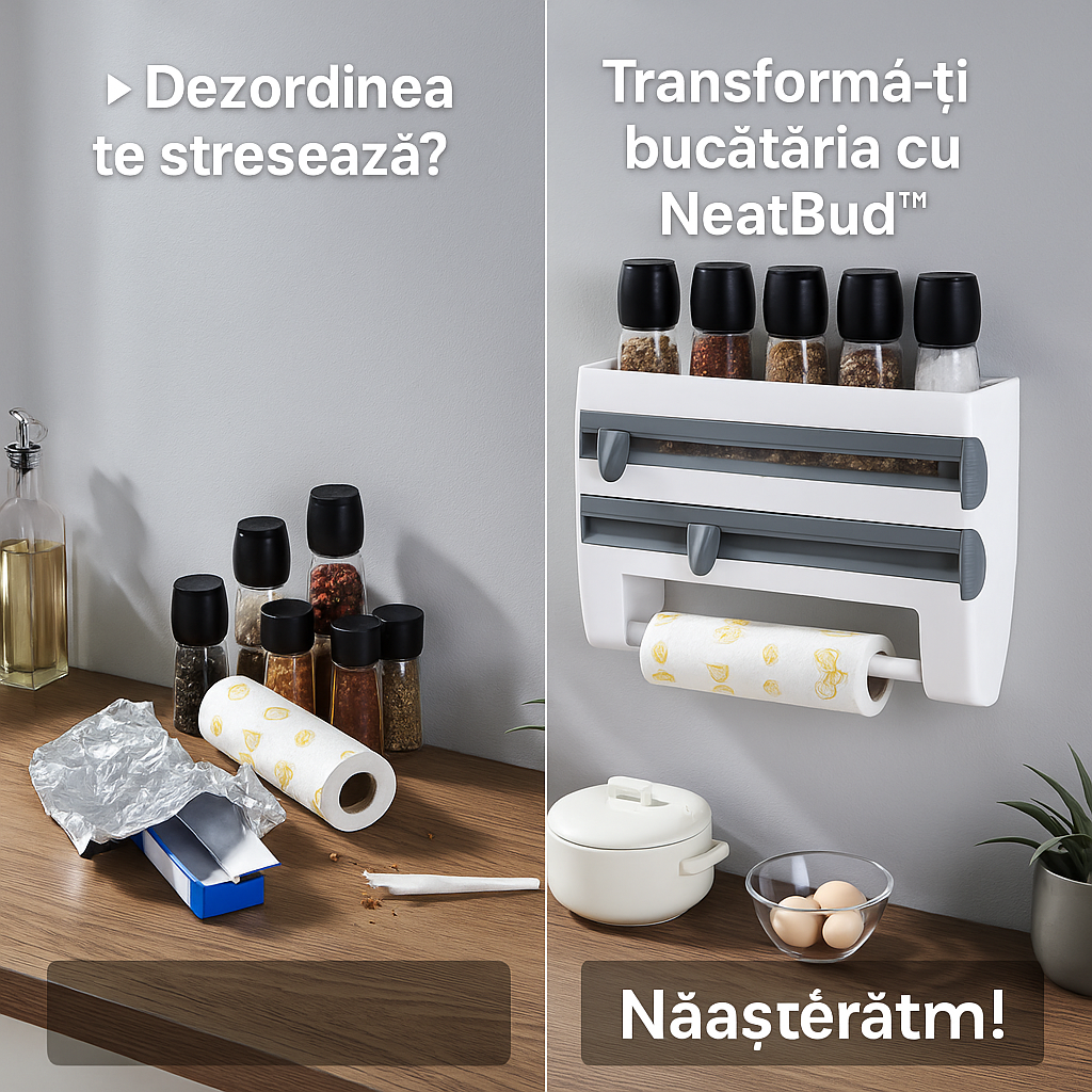 NeatBud – 3 az 1-ben Konyhai Rendszerező Fóliatartóval