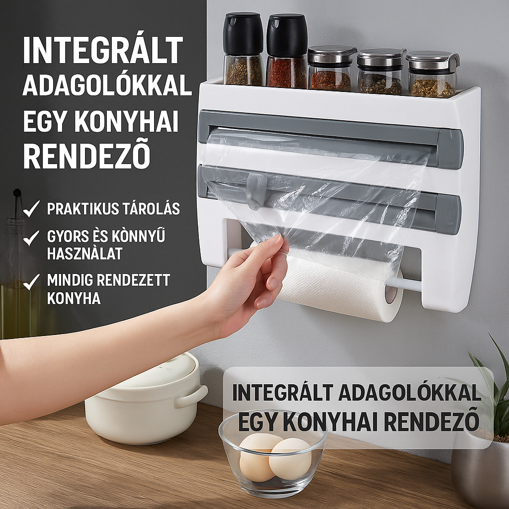 NeatBud – 3 az 1-ben Konyhai Rendszerező Fóliatartóval
