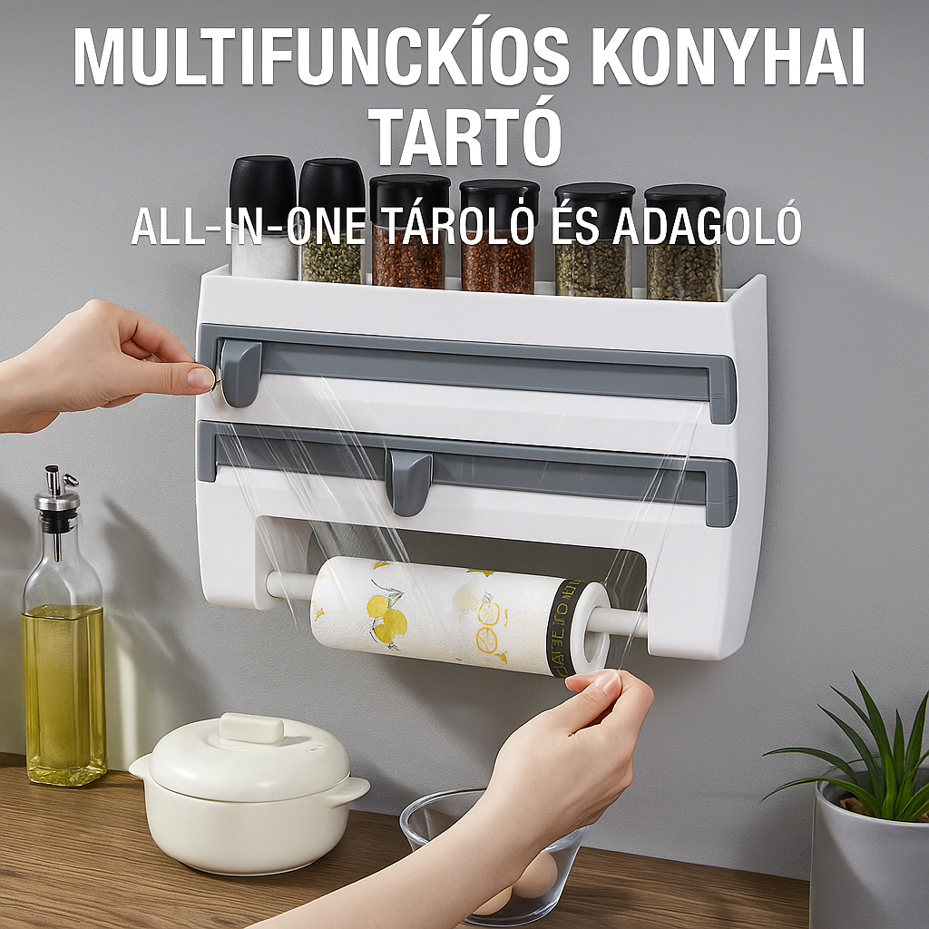 NeatBud – 3 az 1-ben Konyhai Rendszerező Fóliatartóval