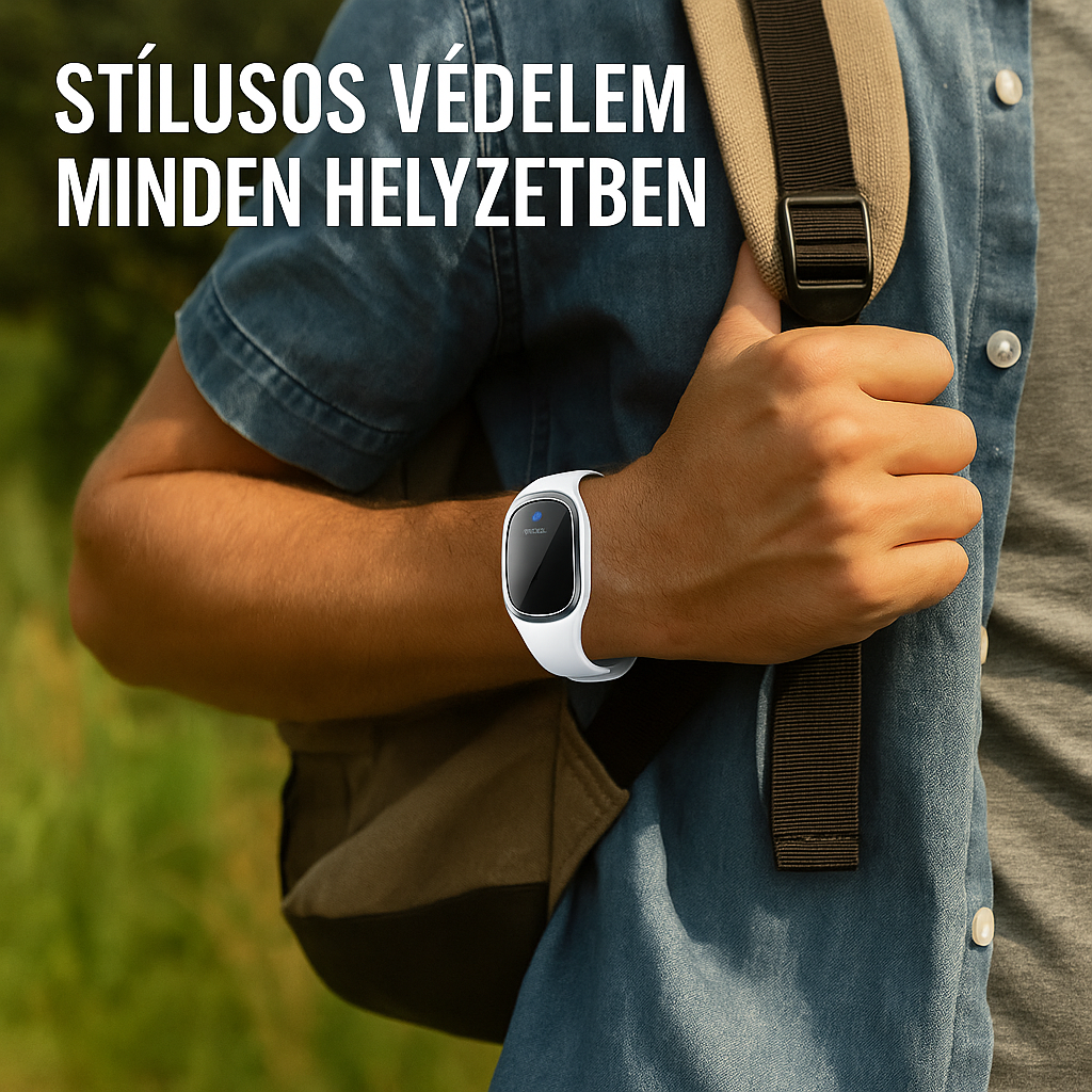 🦟 MosquiStop – Intelligens Ultrahangos Szúnyogriasztó Karkötő