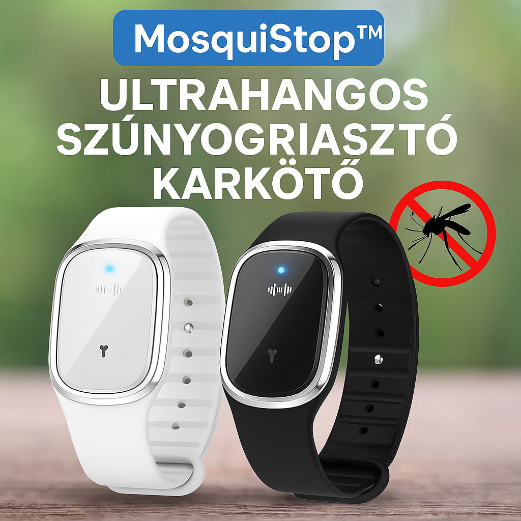 🦟 MosquiStop – Intelligens Ultrahangos Szúnyogriasztó Karkötő