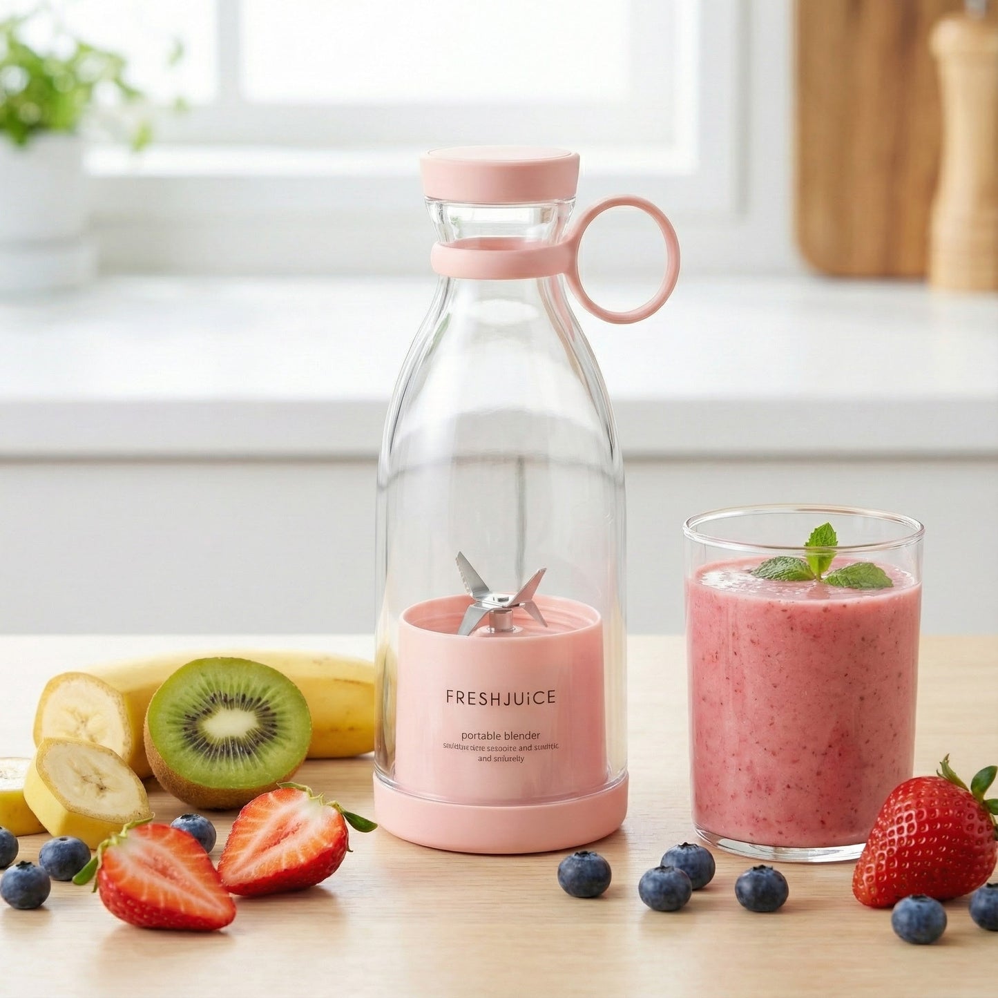 PinkJuice – Blender Portabil Pentru Smoothie-uri